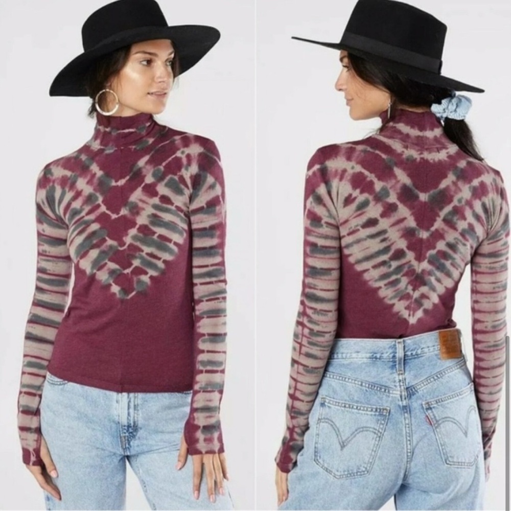 Free People purple tie dye turtleneck